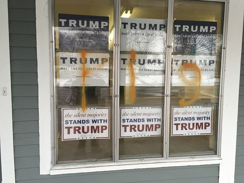 Trump’s Bay State campaign office vandalized
