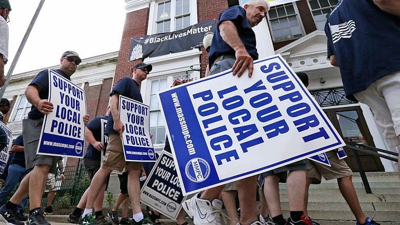 Police rally as Somerville mayor says Black Lives Matter banner stays