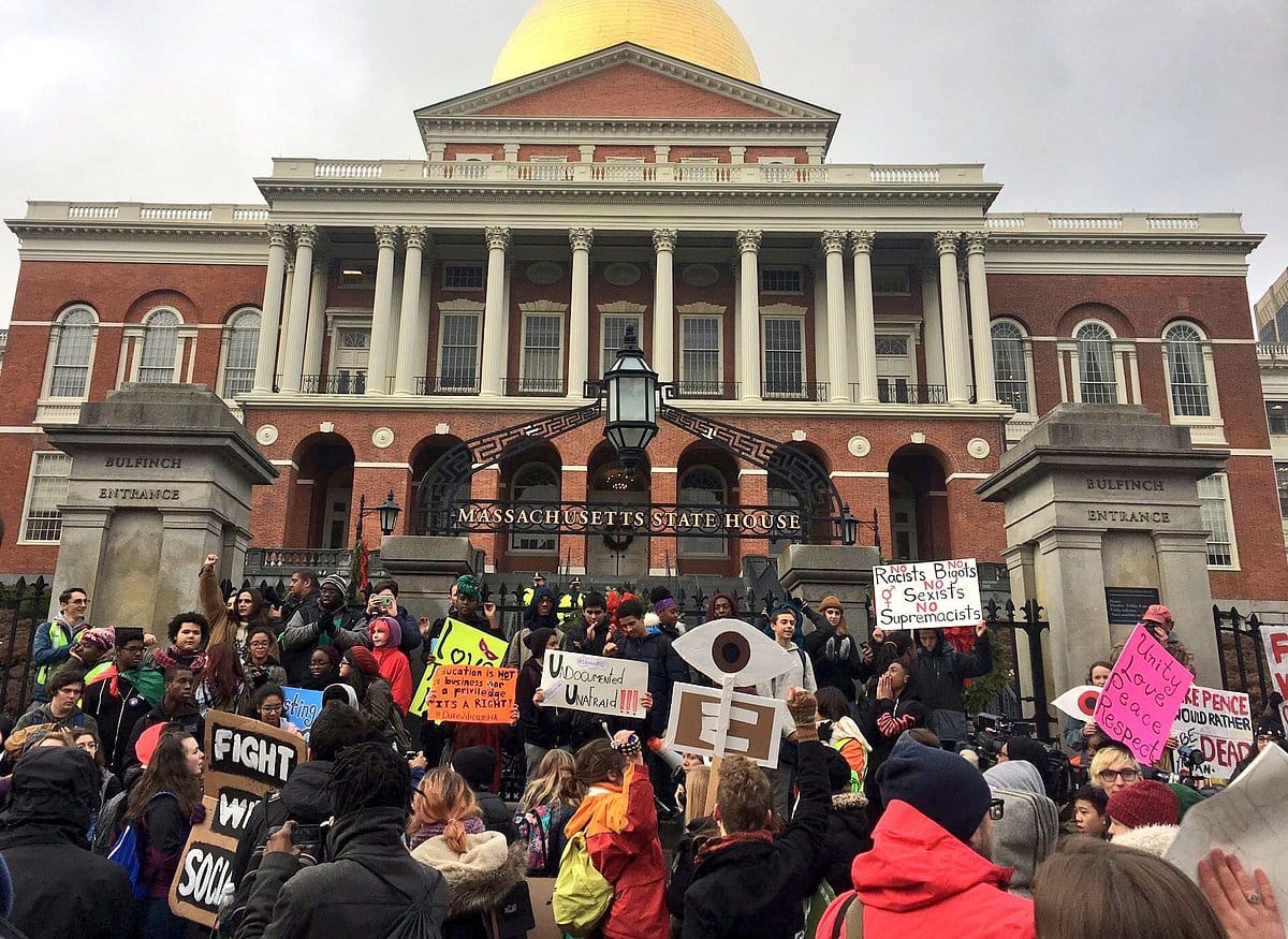 Boston high school students hold walkout to protest Trump