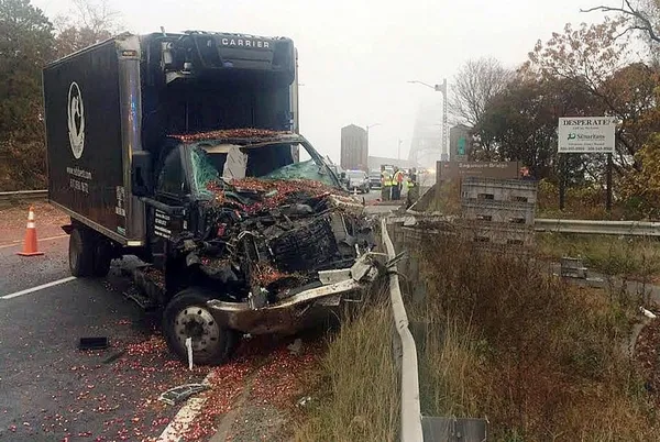 Truck spills cranberries in accident on Cape Cod bridge