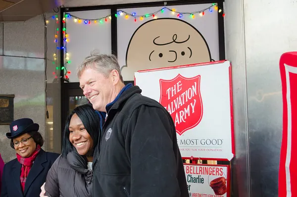Baker kicks off Salvation Army’s celebrity bell ringer competition