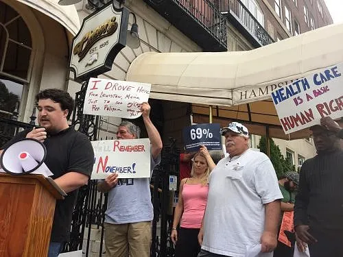 Obamacare Supporters Dog Maine Republican in Boston for Voting To Repeal It