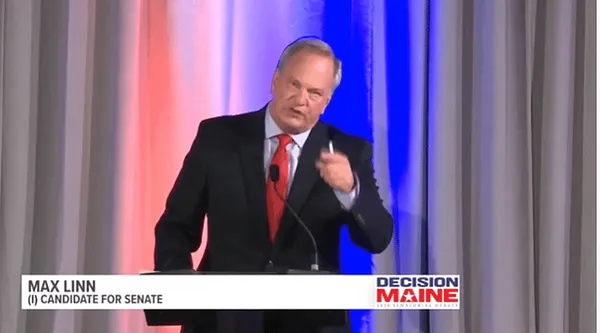Maine U.S. Senate Candidate Max Linn Cuts Up Mask During Debate