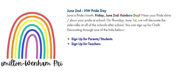 Wenham School District Hosts ‘Rainbow Day,’ Organizes Students In Pride Chalking