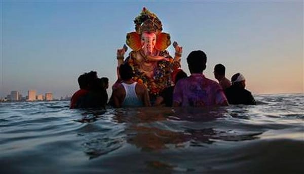 Devout Hindus celebrate the birth of god Ganesha