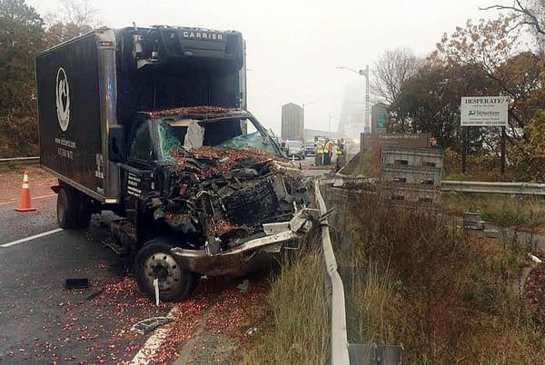 Truck spills cranberries in accident on Cape Cod bridge