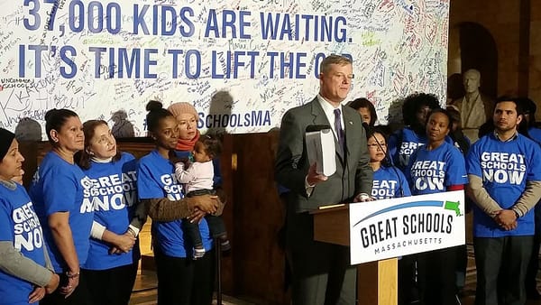 Flanked by Baker, charter school proponents lobby Beacon Hill lawmakers