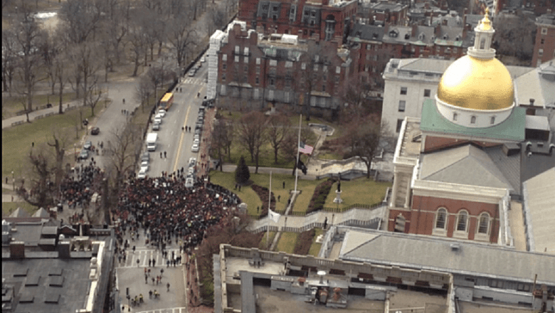 Hub students protest budget gap as Walsh testifies on charters