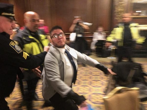 Two Clerics Heckle Jeff Sessions in Boston, Followed by Scooter-Driving Transgender Activist