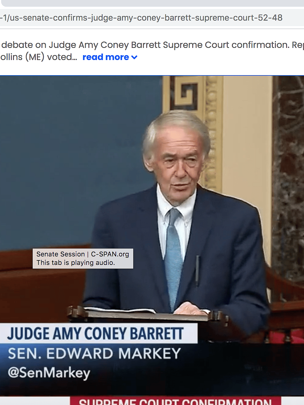 Ed Markey Calls Amy Coney Barrett’s Originalism ‘Racist,’ ‘Sexist,’ ‘Homophobic’ … ‘Just A Fancy Word for Discrimination’