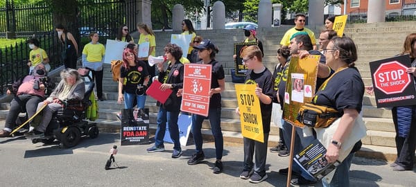 Protesters Urge Massachusetts Lawmakers To Ban Use Of Aversive Shock Therapy